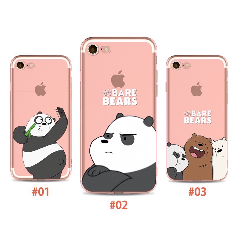 Cute We Bare Bears Case Casing Pelindung dengan Bahan TPU untuk iPhone 7+ , iPhone 8+ , iPhone X