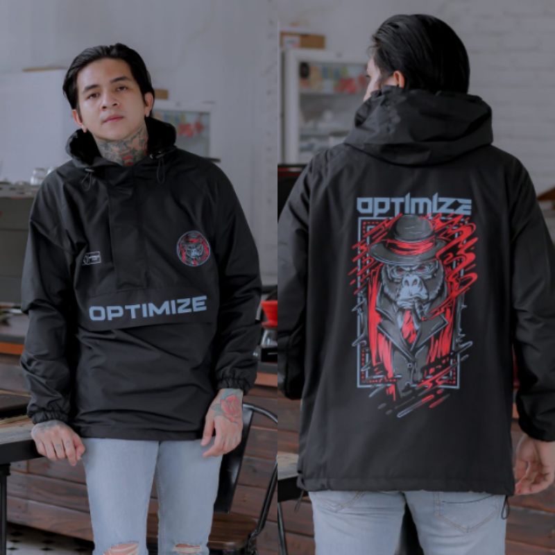Jaket pria IKC 002 distro cbr Bandung hoodie dua sisi bolak balik keren grosir jaket cagoule erigo Jaket Pria Parasut Anti Air-CG Gorila Optimiz