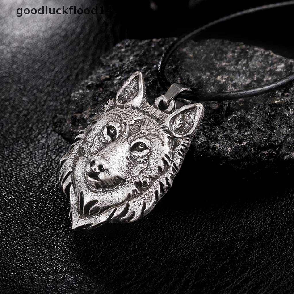 [OOID] Tibetan Silver Wolf Head Pendant Necklace Amulet Animal Viking Men Gift Jewelry ID