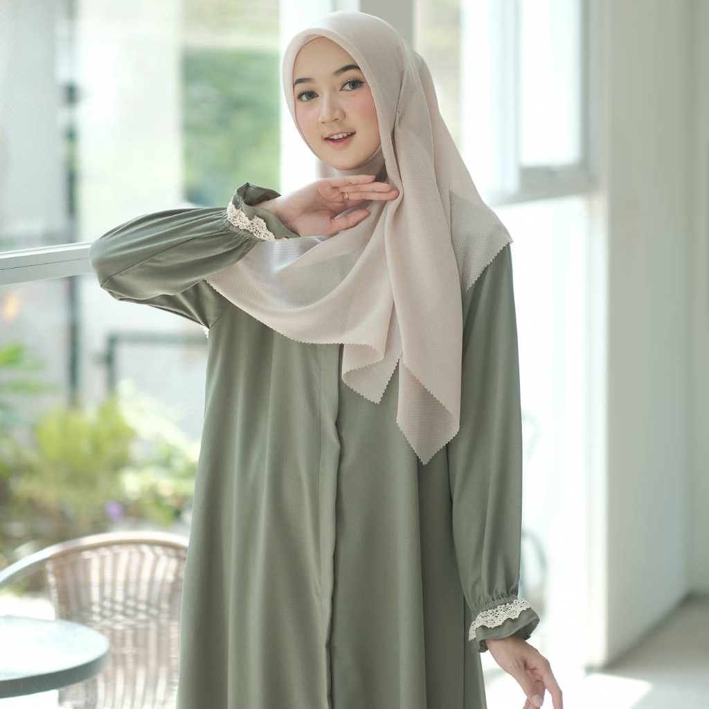 Amira dress Gamis Princess Casual dress daily gamis renda baju muslimah BISA COD-Seagreen