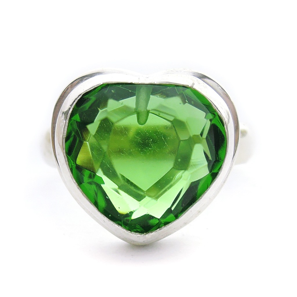 Cincin Perak Batu Obsidian Green / Cincin Cewek batu Obsidian Hijau