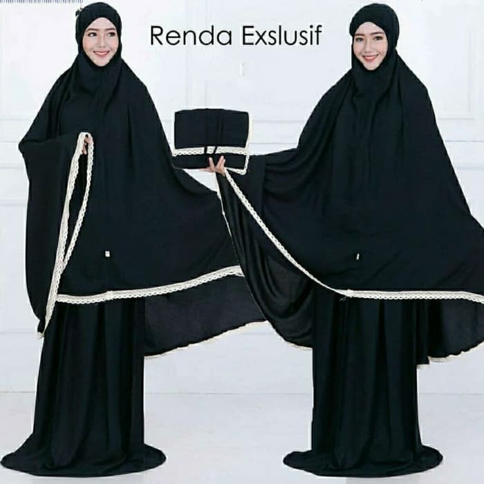 Mukena bali rayon hitam renda