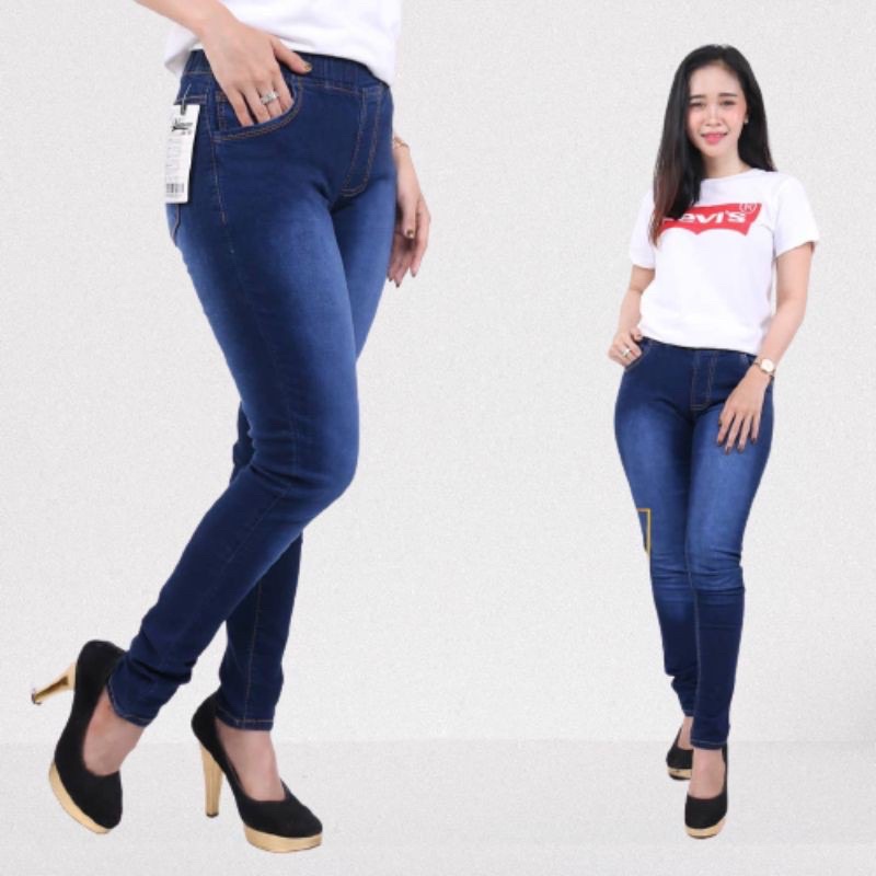 Celana Jegging Jeans Karet Pinggang Slimfit | Celana Cewek Legging