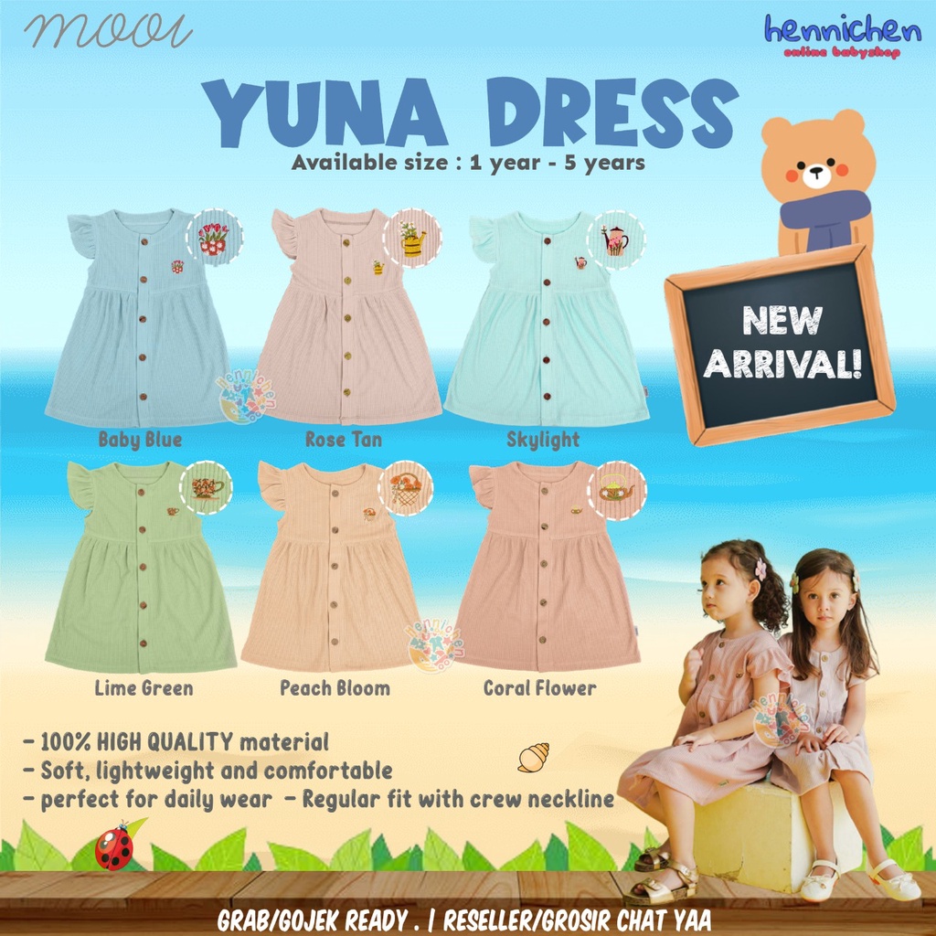 PROMO 7.7 PROMO BAJU LEBARAN MURAH MOOI YUNA DRESS DRES ANAK DRESS RIB FASHION ANAK PEREMPUAN 1 - 5 TAHUN