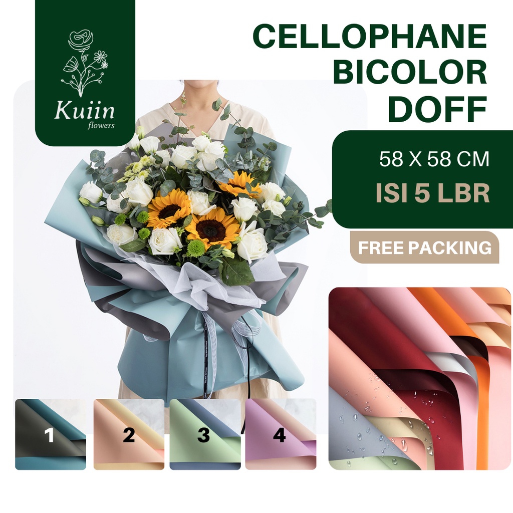 CELLOPHANE BICOLOR DOFF [5 LEMBAR] | Flower Wrapping Paper | Kertas Bungkus Bunga | Kertas Buket Bou