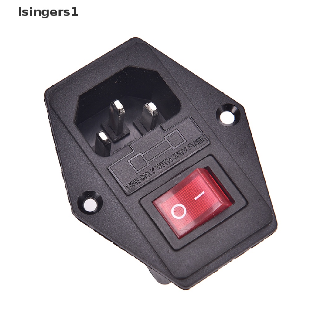 (lsingers1) Inlet Male 3-Pin AC Dengan Sekring Switch 10A 250V 3-Pin Plug Inlet AC 3 Pin Male