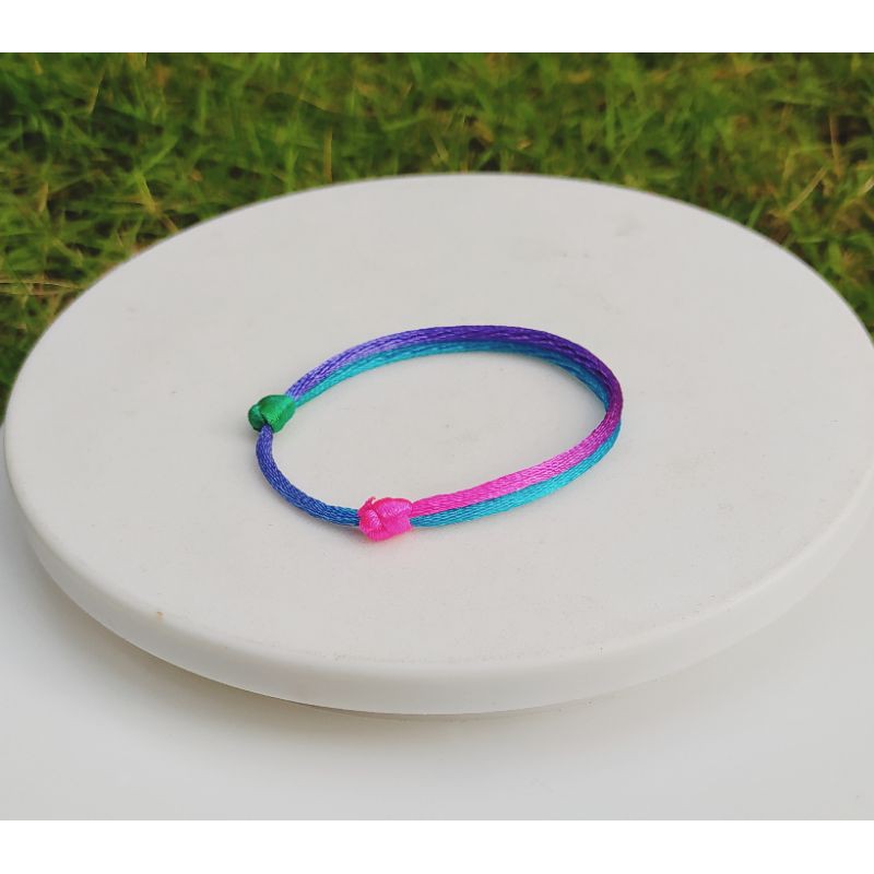 Gelang Simple Sliding Tali Satin Tali China Rainbow Harga Grosir