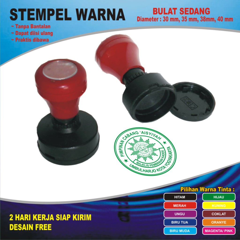 

Stempel WARNA / FLASH Bulat Sedang