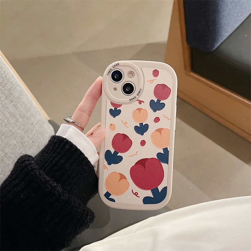 Round Phone Lens Design Tulip Pattern For IPhone 12 13 11 Pro Max X Xs Max Xr 7 8 Plus Silicone Phone Case Yjx4