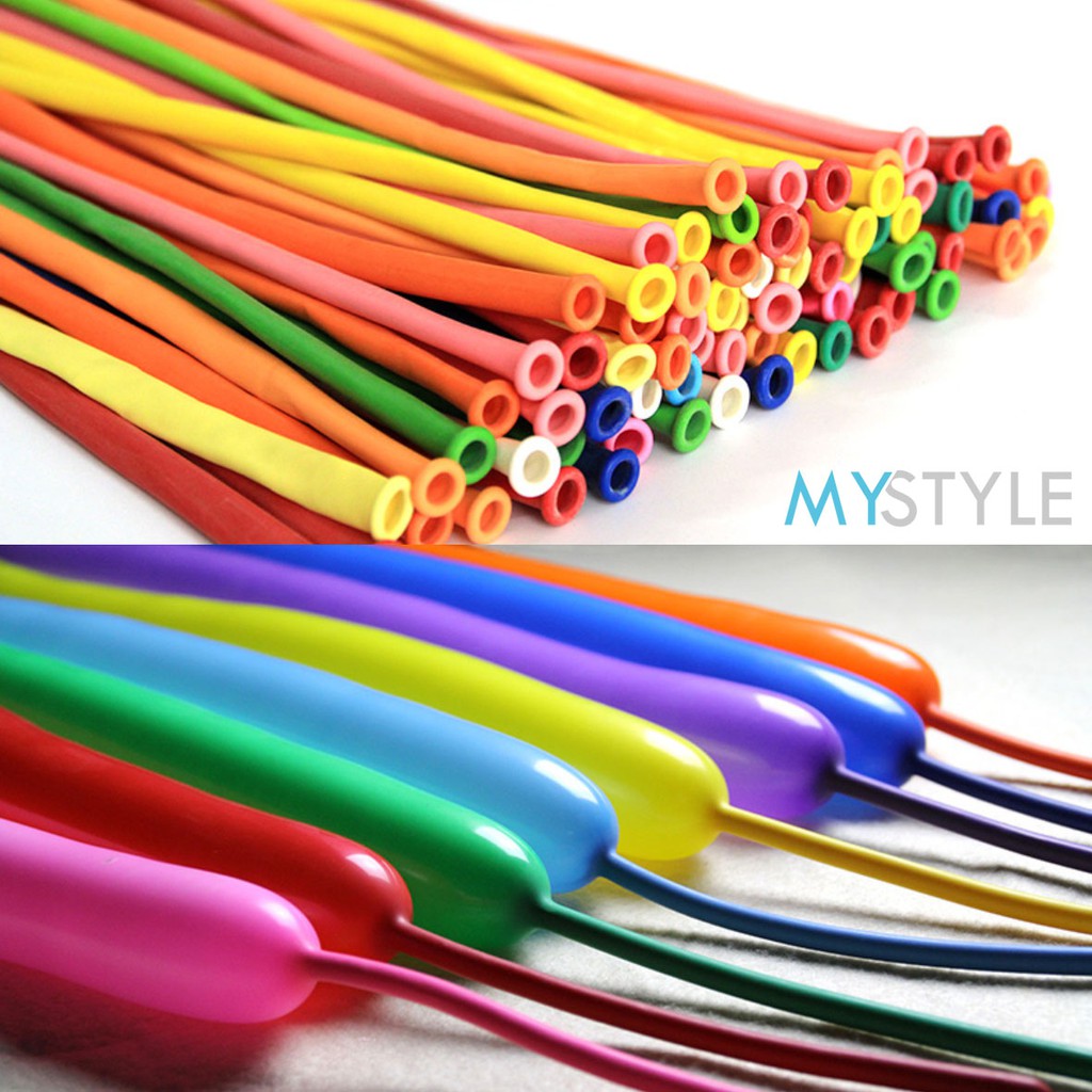 BALON LATEX PENTIL BIASA/PASTEL (1 PACK = 100 PCS) BALON CACING BALON LATEX TWIST BALON PANJANG