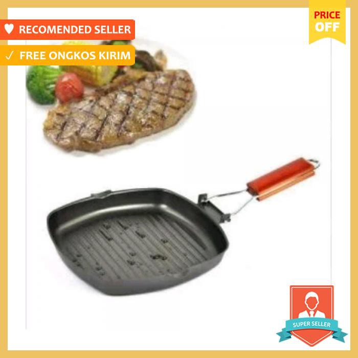 Square Grill Pan Foldable Panci Atau Wajan Teflon Untuk Panggang Daging Ikan Jagung