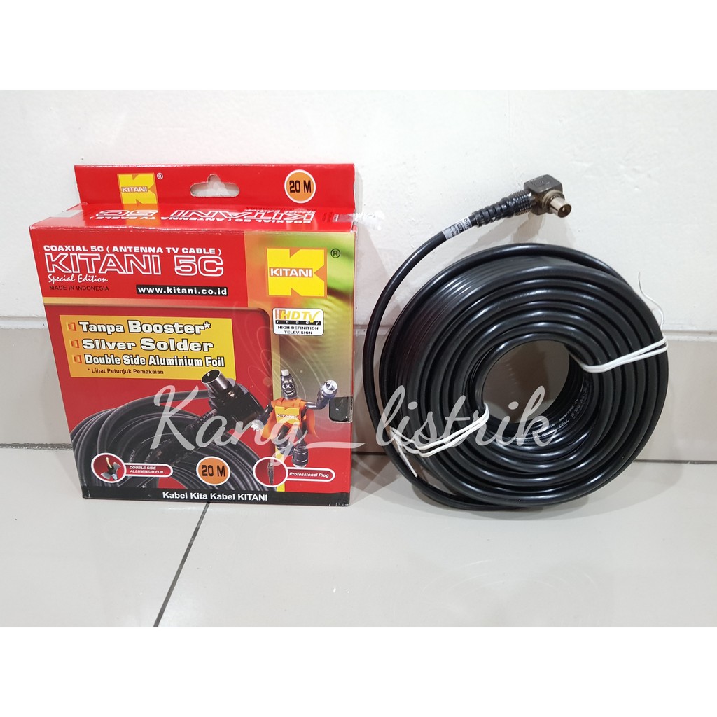 Kabel Antena TV Kitani 5C + jack 20 Meter / Kabel TV Kitani 20Meter