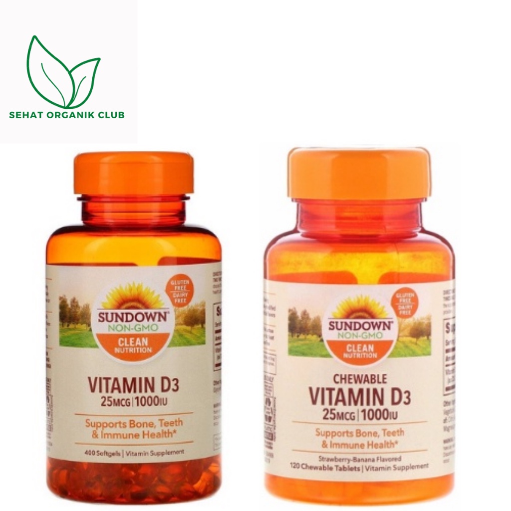 Jual Sundown Vitamin D3 Chewable 1000 IU 120 Chewable ; D3 1000 IU 400