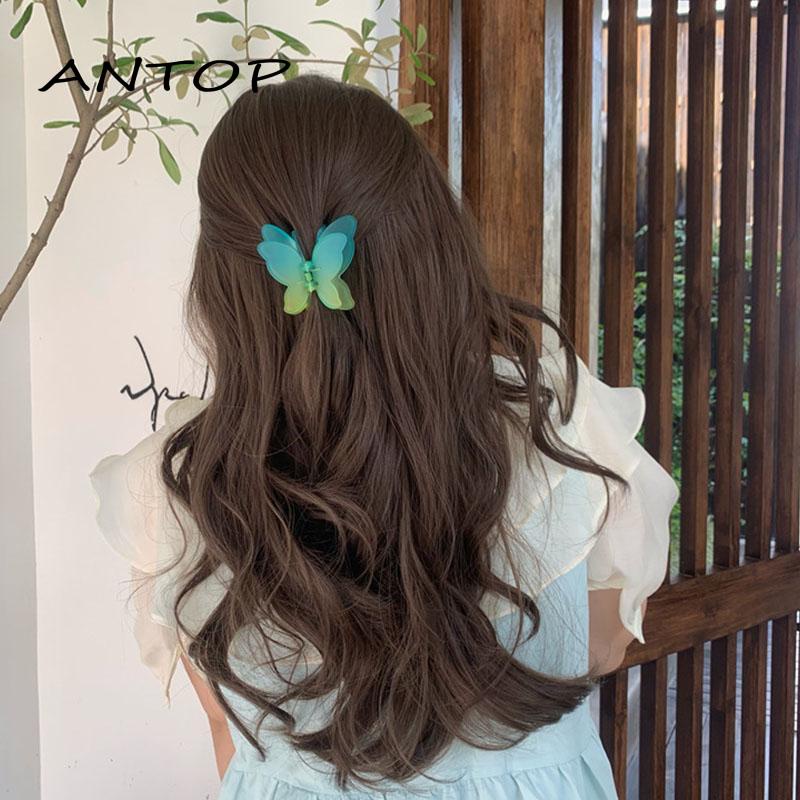 Jepit Rambut Model Butterfly Dua Lapis Warna Gradasi Untuk Wanita