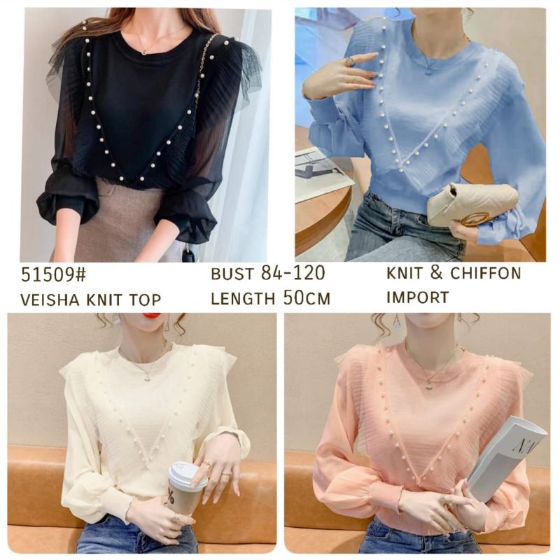 MDLV ~ 51509 Veisha Knit Top Atasan Blouse Import Baju Korea Import Fashion Import