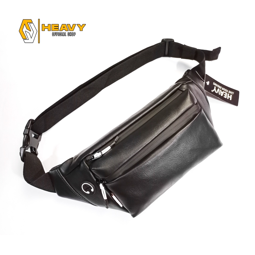 Tas Heavy Waistbag PU. Leather | Tas Pinggang Pria / Wanita | Tas Waistbag Cowok