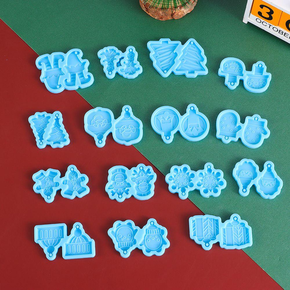 Solighter Anting Resin Cetakan Menjuntai Handmade UV Epoxy Elk Gingerbread Man Alat Membuat Perhiasan Resin Silicone Mold