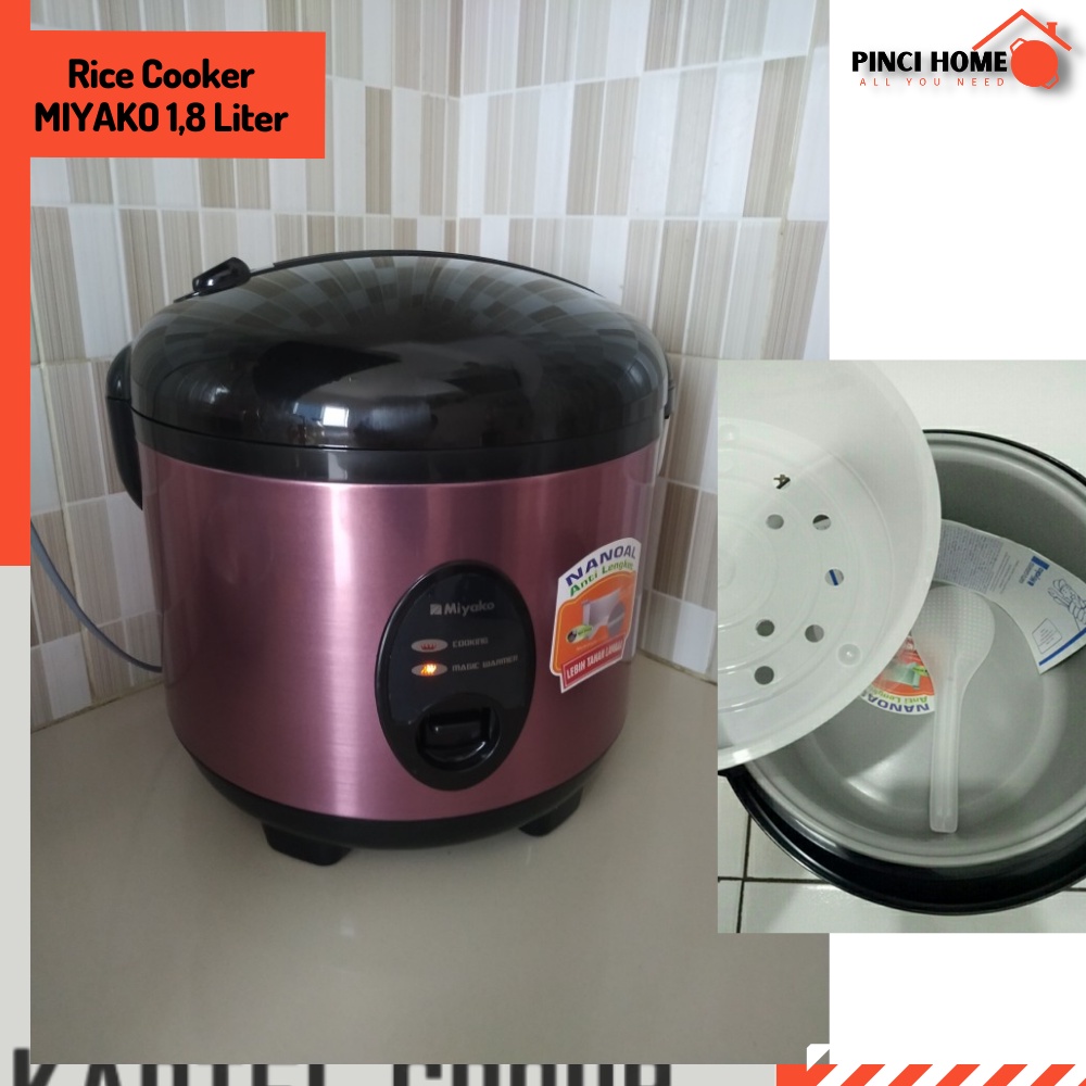 Rice Cooker Miyako 1,8 Liter Stainless Steel 3in1 Silver