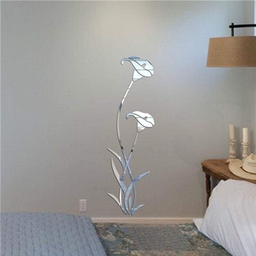 Solighter Morning Glory Mirror Wall Stiker Cermin Kombinasi Ruang Tamu Kamar Tidur Mandi Mini Sticker Cermin 3D Removable Mirror Sticker Wallpaper Cermin Reflektif