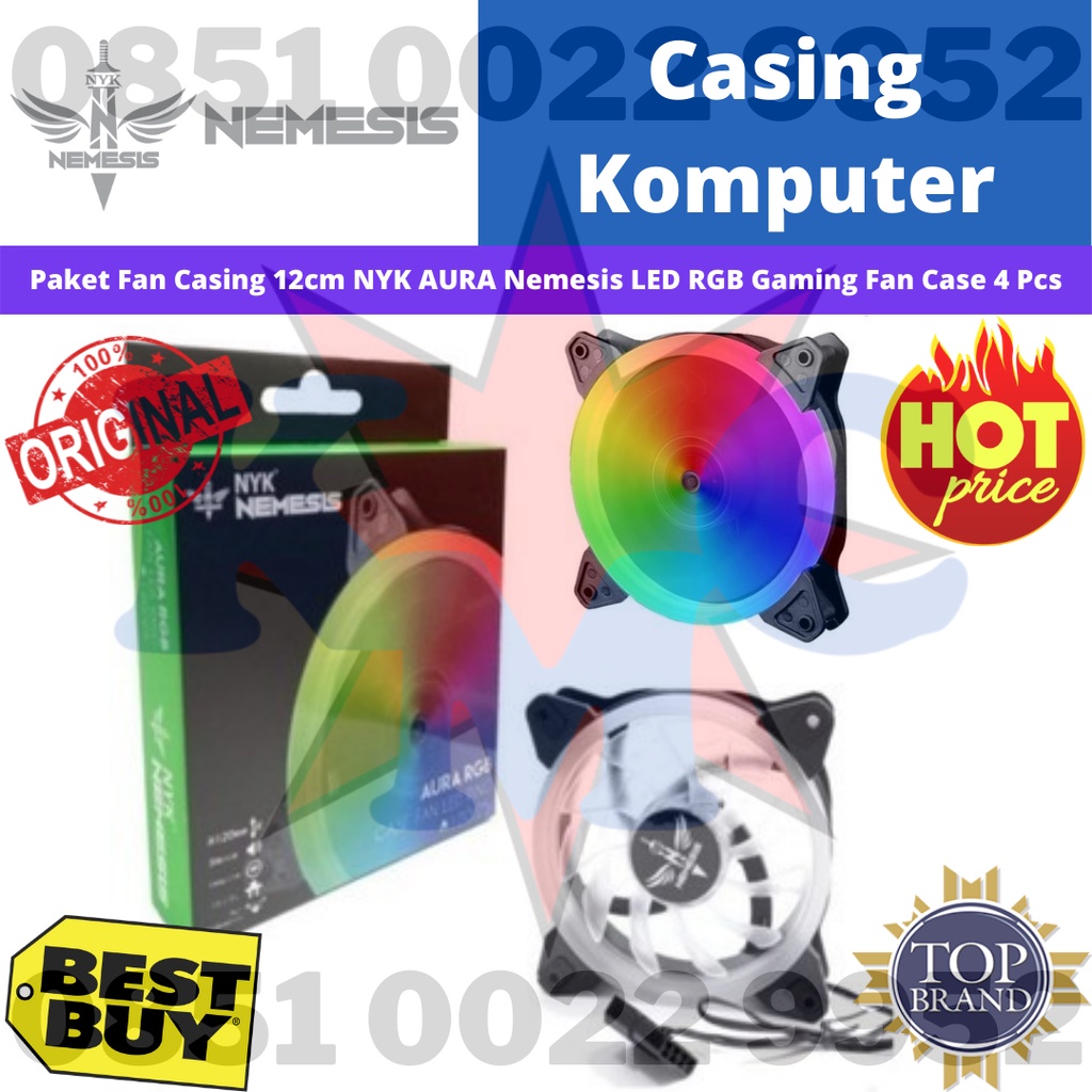 Paket Fan Casing 12cm NYK AURA Nemesis LED RGB Gaming Fan Case 4 Pcs