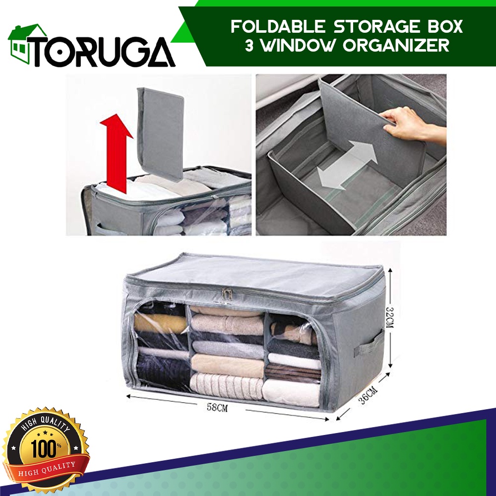 Foldable Storage Box 3 Window Koper Tempat Penyimpanan Baju 2 Pintu Praktis Bisa Dilipat Hemat Tempat