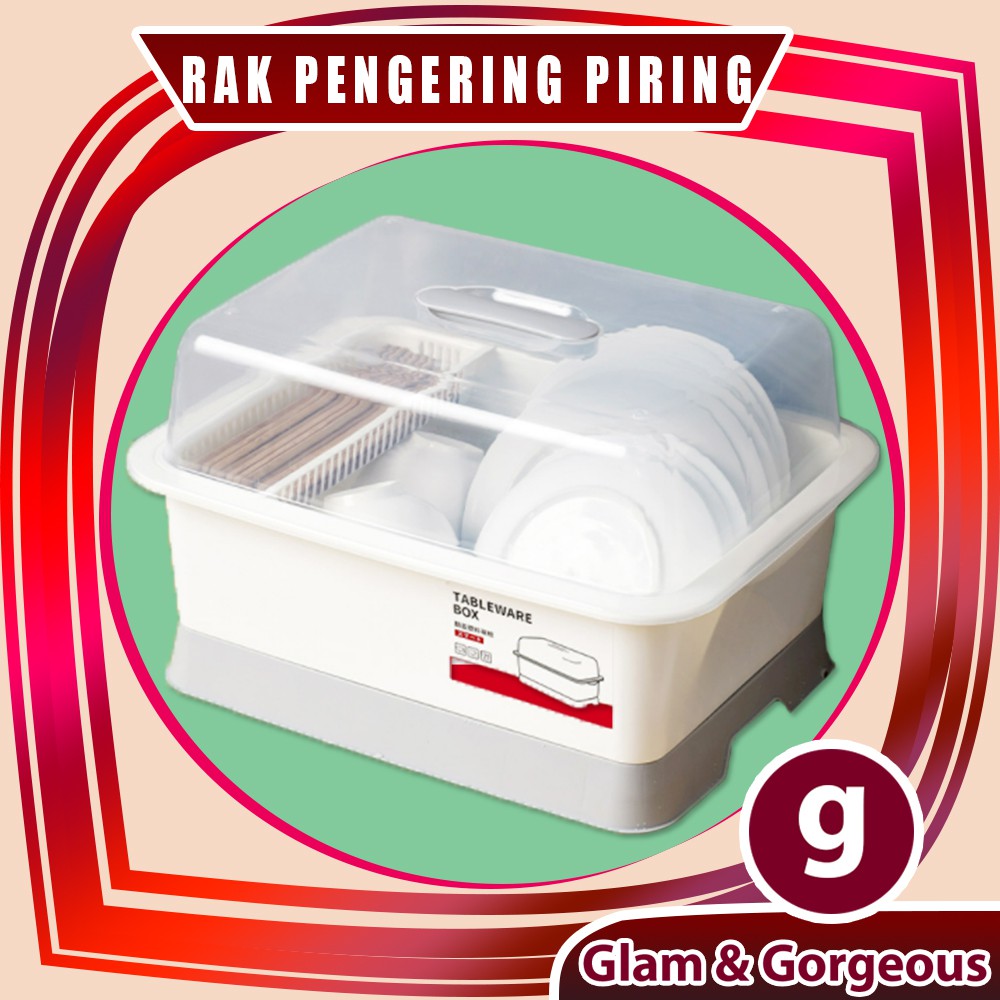 Rak Pengering Piring Dapur Dengan Penutup Ukuran Medium - RD026M