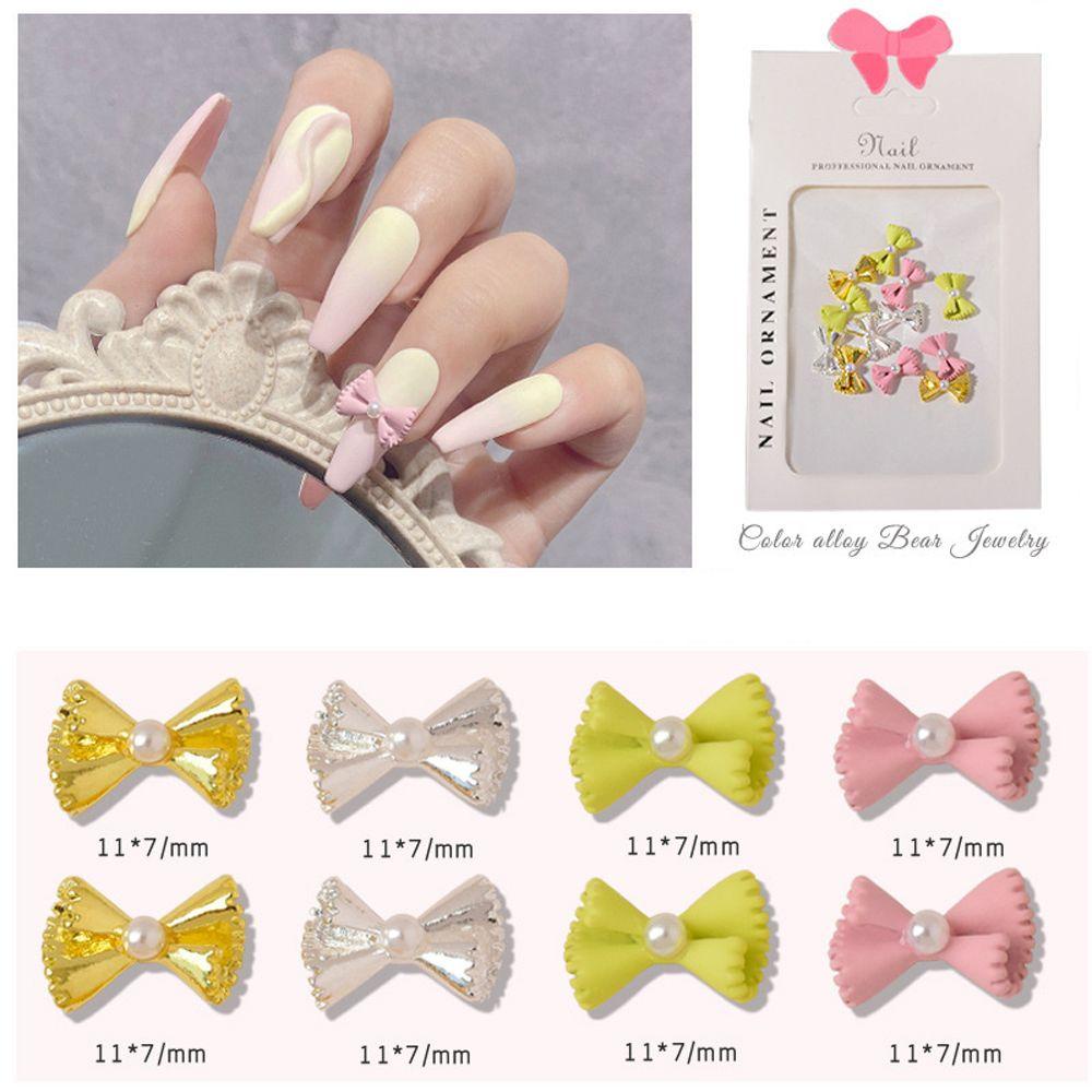 AUGUSTINA Agustina Kartun Nail Art Rhinestones Wanita Fashion Kelinci Hiasan Kuku Bunga Beruang 3D Perhiasan Kuku