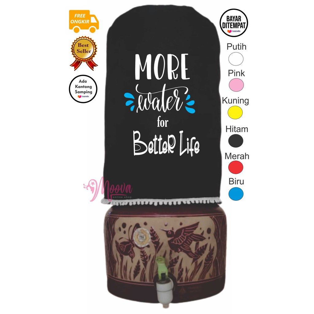 COVER GALON/SARUNG GALON/TUTUP GALON MOTIF HOME SWEET HOME Hitam POMPOM SABLON KEREN - COD