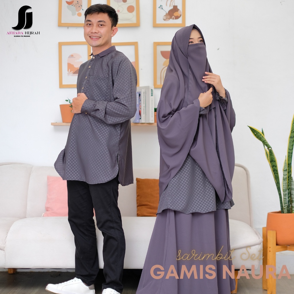 Afhadahijrah - Gamis syari jilbab cadar Naura wolfis embos baju set hijab instan free niqab terbaru