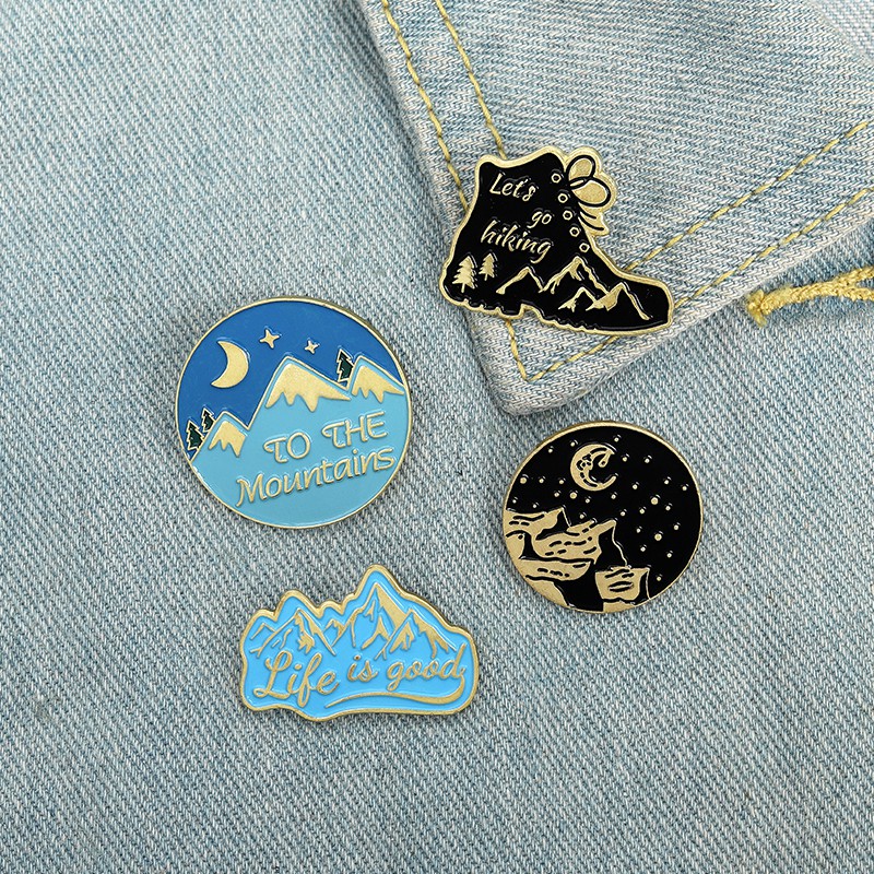 Bros Pin Enamel Desain Gunung Api Petualangan Alam Aksesoris Jaket / Tas Ransel / Camping / Hiking / Hadiah