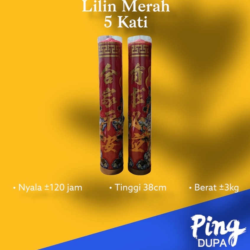 Lilin Merah Jumbo Mika Motif Naga 5 Kati Merah Nyala 120 Jam