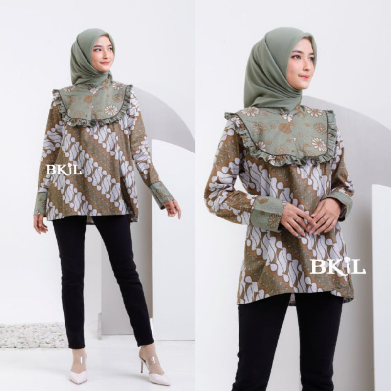 BLOUSE ATASAN BATIK WANITA SERAGAM KERJA KANTOR BATIK HALUS ORIGINAL