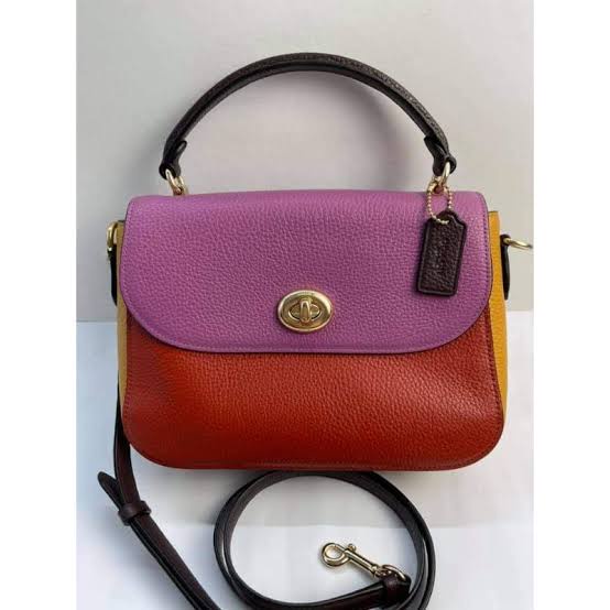 Tas Coach Colorblock Marlie Leather Terracotta Yellow Multi New Original