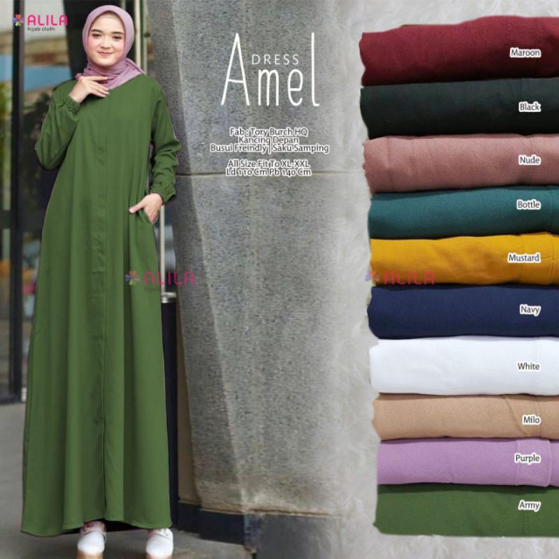 AMEL DRESS GAMIS MUSLIMAH POLOS