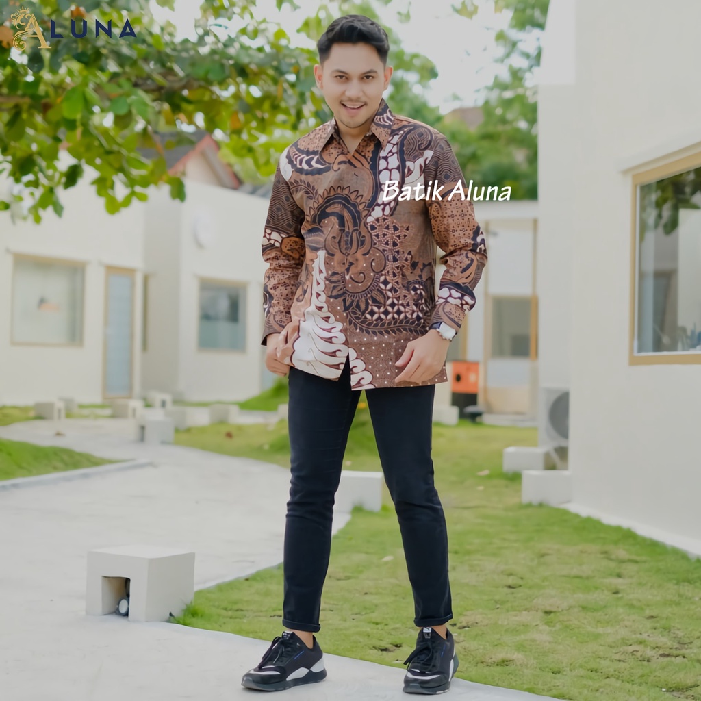 KEMEJA BATIK PRIA PREMIUM LENGAN PANJANG REGULAR BATIK ALUNA PCW 067