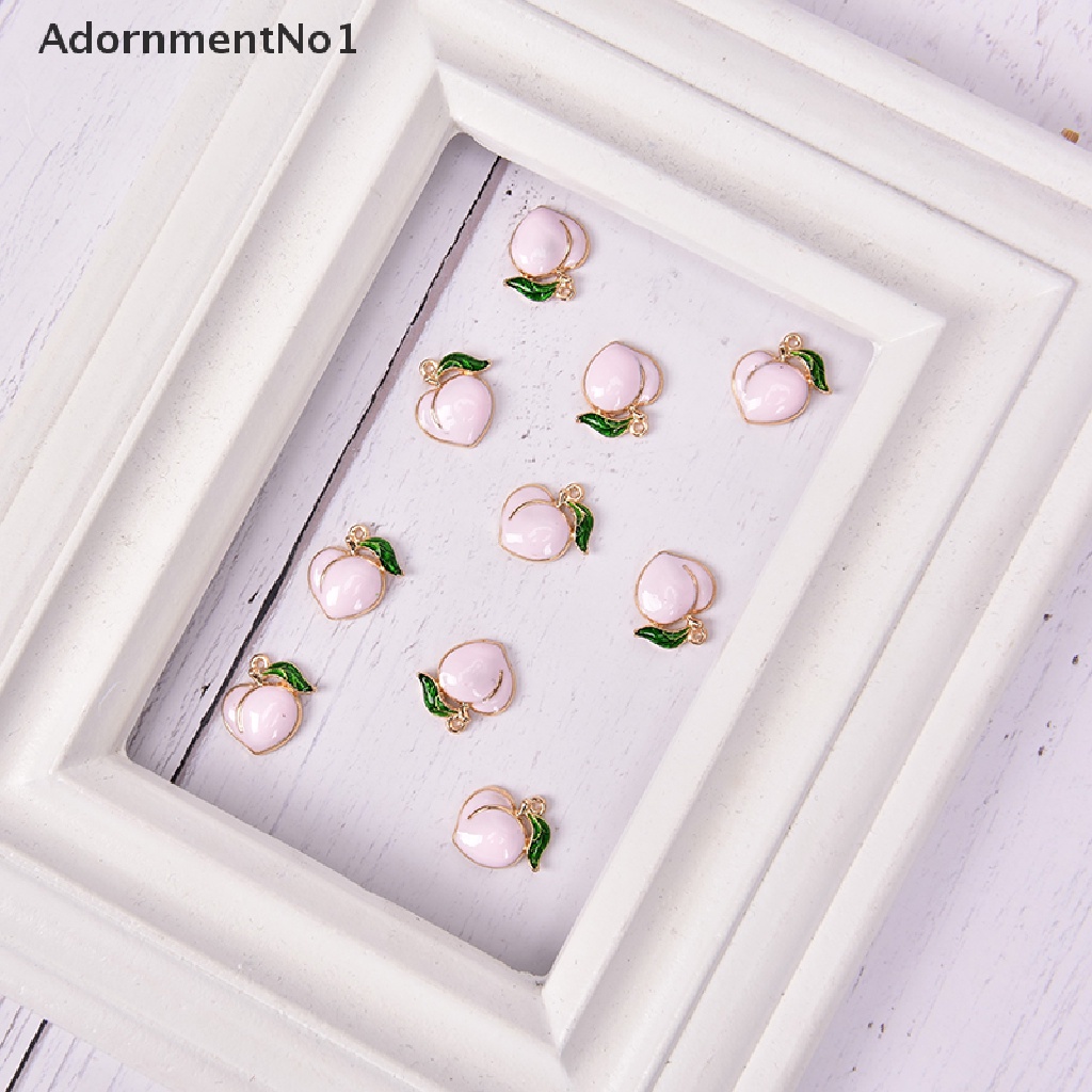 (AdornmentNo1) 10pcs / Set Liontin Enamel Bentuk Buah Peach Bahan Alloy Untuk Kerajinan Tangan DIY