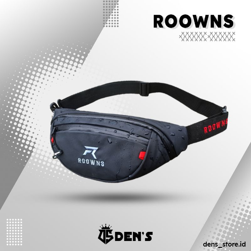 Tas Selempang Pria Waterproof Waist Bag Hezel Pria Anti Air Anti Sobek Roowns White