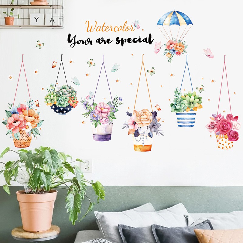 Reliza Wall Sticker Hanging Color Potted Stiker Dinding Pot Gantung LDR3762