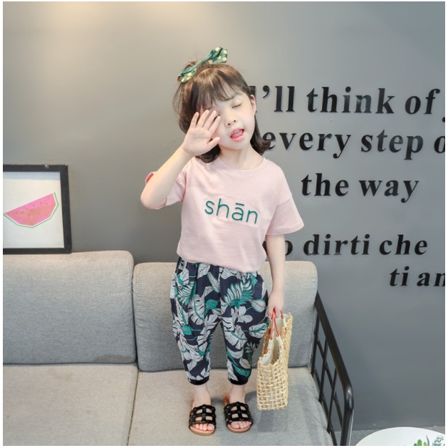 setelan anak Kaos SHAN + CELANA FLORAL IMPORT