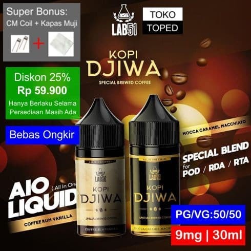 LAB51 KOPI DJIWA 30ml | 9mg | e-Liquid freebase pod rda aio rta