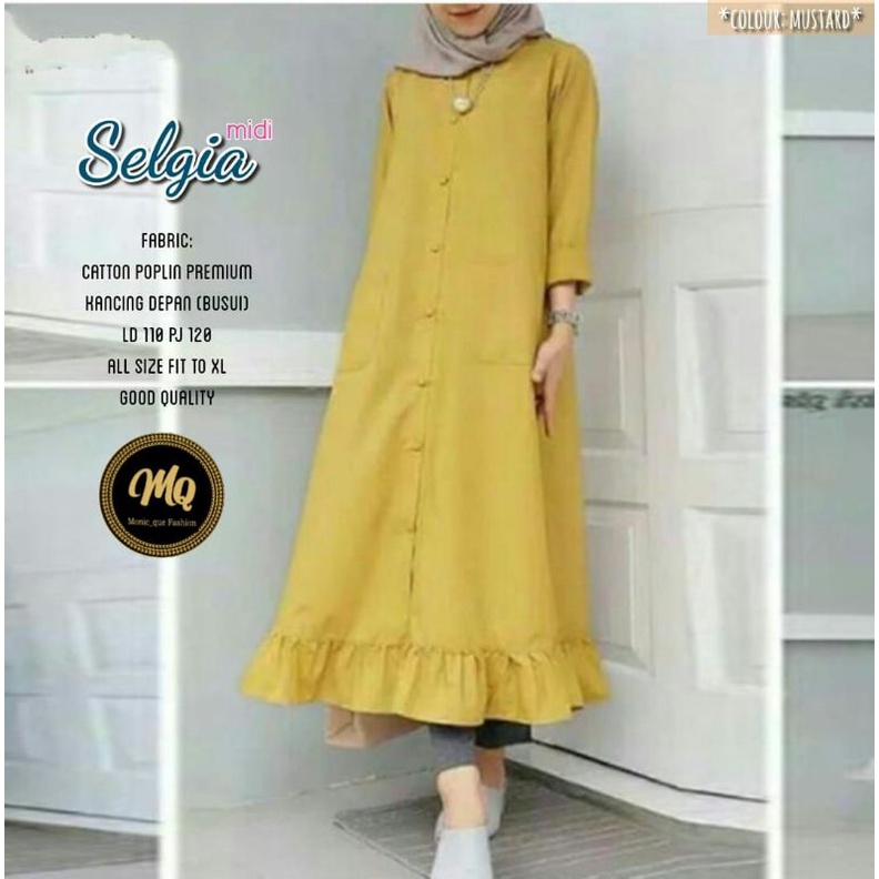 selgia MIDI dress katun poplin busui kancing depan