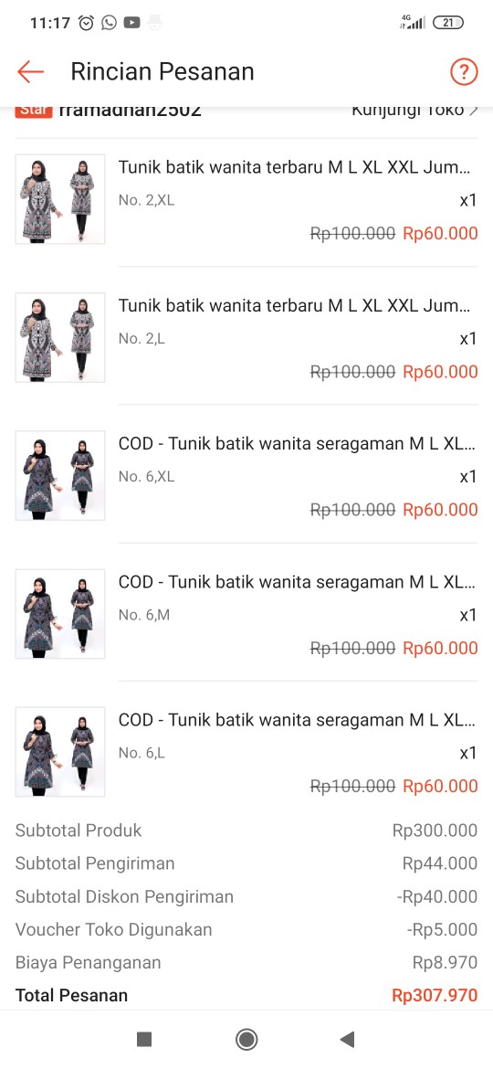 Cod - Tunik Batik Wanita Seragaman M L Xl Xxl Jumbo