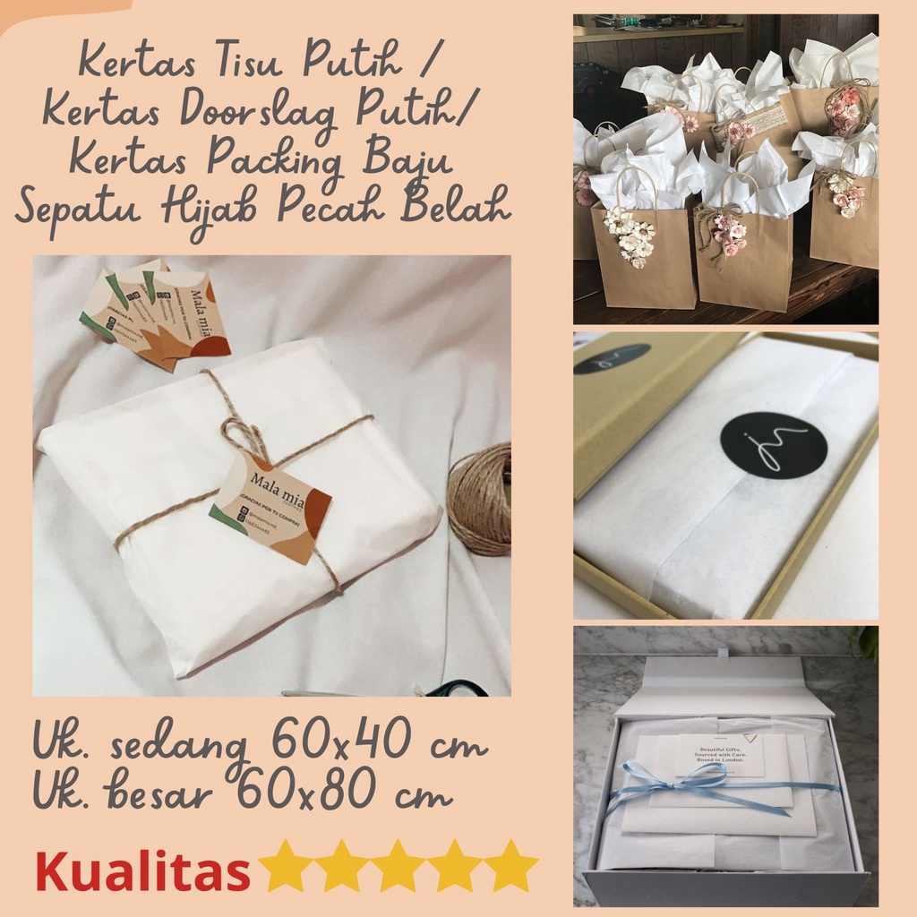 

50 PCS KERTAS PACKING PUTIH / KERTAS DOORSLAG PUTIH / KERTAS TISU BUNGKUS PACKING / KERTAS ALAS HAMPERS / KERTAS TISU PUTIH / KERTAS PACKING OLSHOP