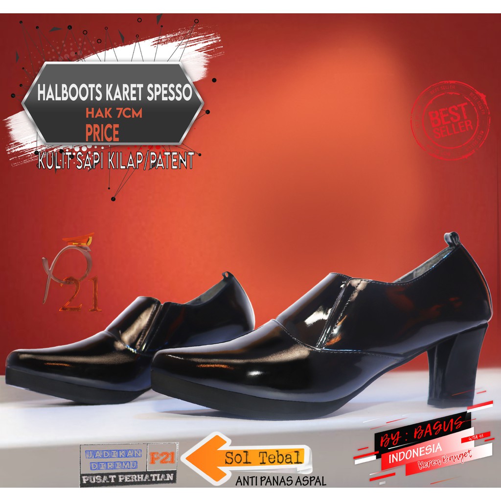 P21 - HALBOOTS SPESSO KARET / SEPATU WANITA / SEPATU POLWAN / SEPATU PDH / HALFBOOT SPESSO