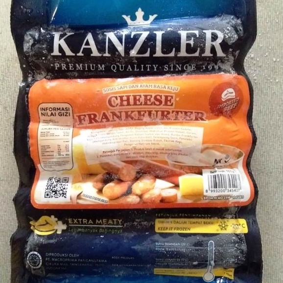 

KANZLER Cheese Frank Furter 360g / Sosis Sapi dan Ayam Rasa Keju