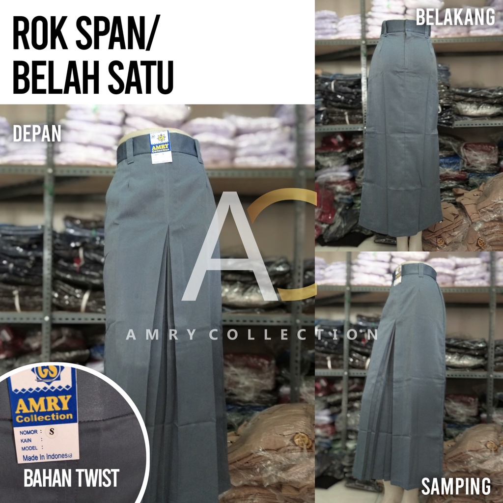 Rok span Abu-abu SMA Maxi Panjang belah 1