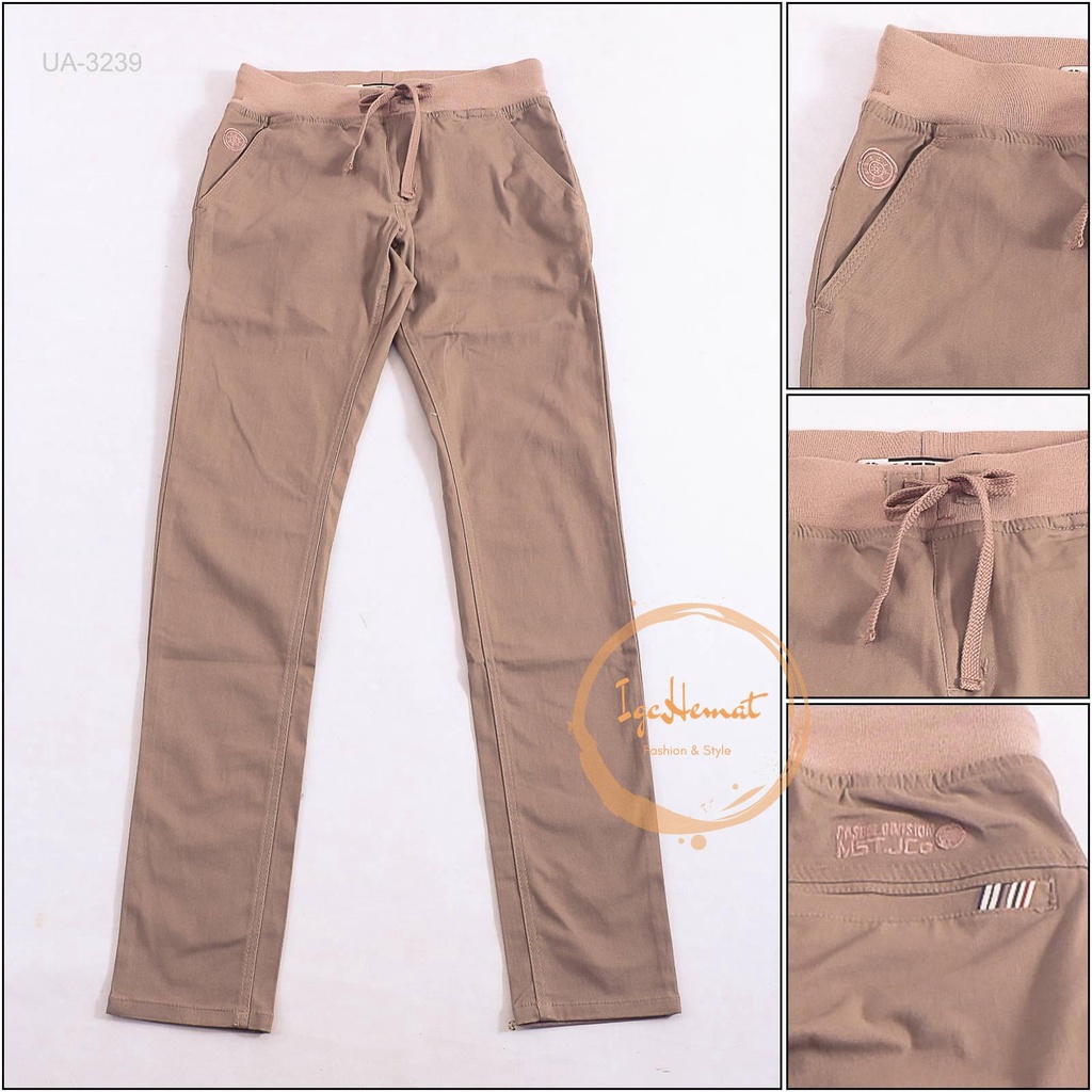 CELANA PANJANG KATUN SLIM FIT LAKI LAKI RIB KOLOR MST 28-32[UA3239]