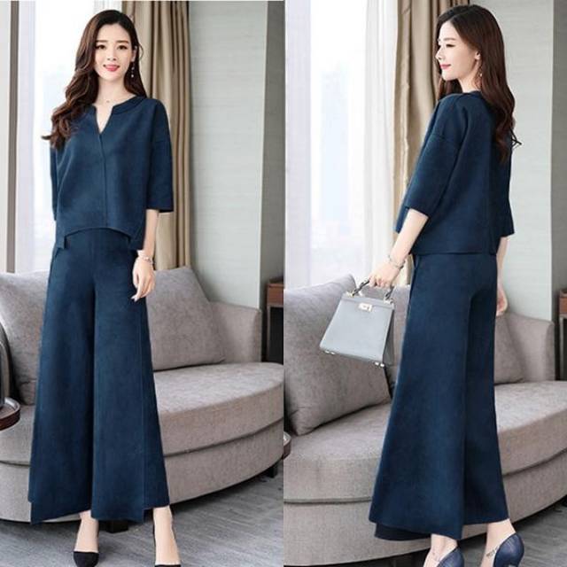 Grosir Pakaian Wanita  ZN - Set 2in1 Kiratana (LD 104, PJ 52) pants Lp86cm Pj97cm kantong kanan kiri