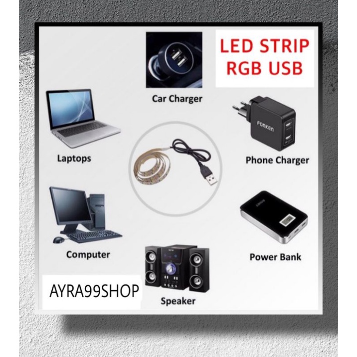 Lampu Strip LED USB 5V 5050 SMD 5CM + remote RGB Untuk Dekorasi