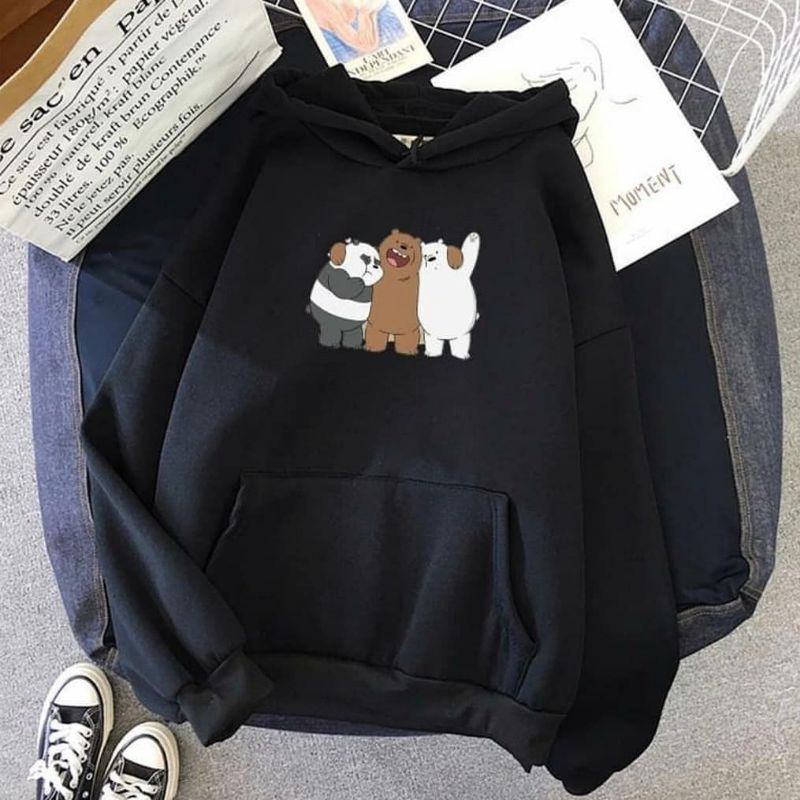 BARE BEARS HUG SWEATER HOODIE WANITA - PRIA TERKEREN'